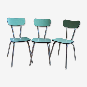 3 chairs in emerald green formica 60s/70s