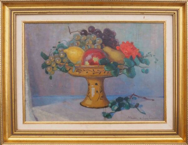 Tableau coupe de fruit par maurice de lambert (1873-1952)