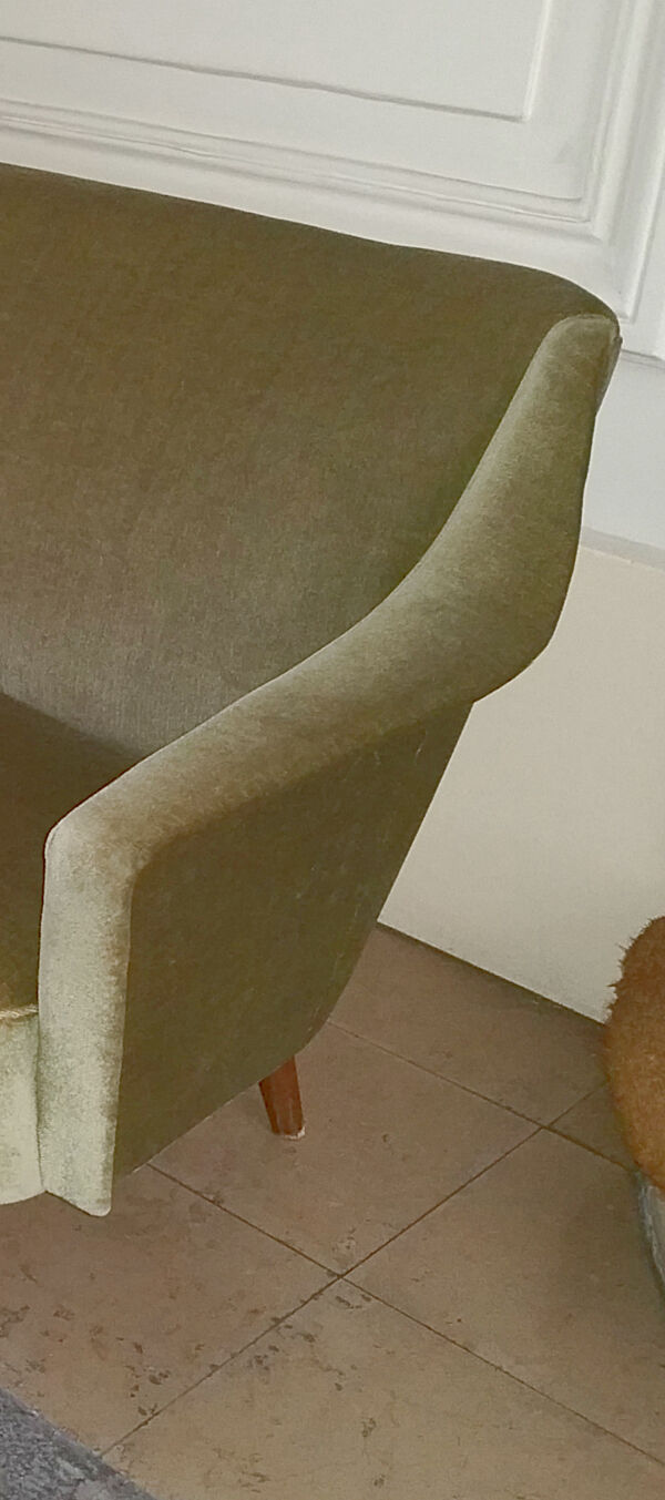 Canapé années 50 60 velour vert