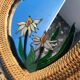Old vintage wicker rattan mirror