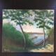 Tableau ancien les arbres et le lac