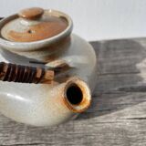 Grand Feu ceramic stoneware and rattan teapot