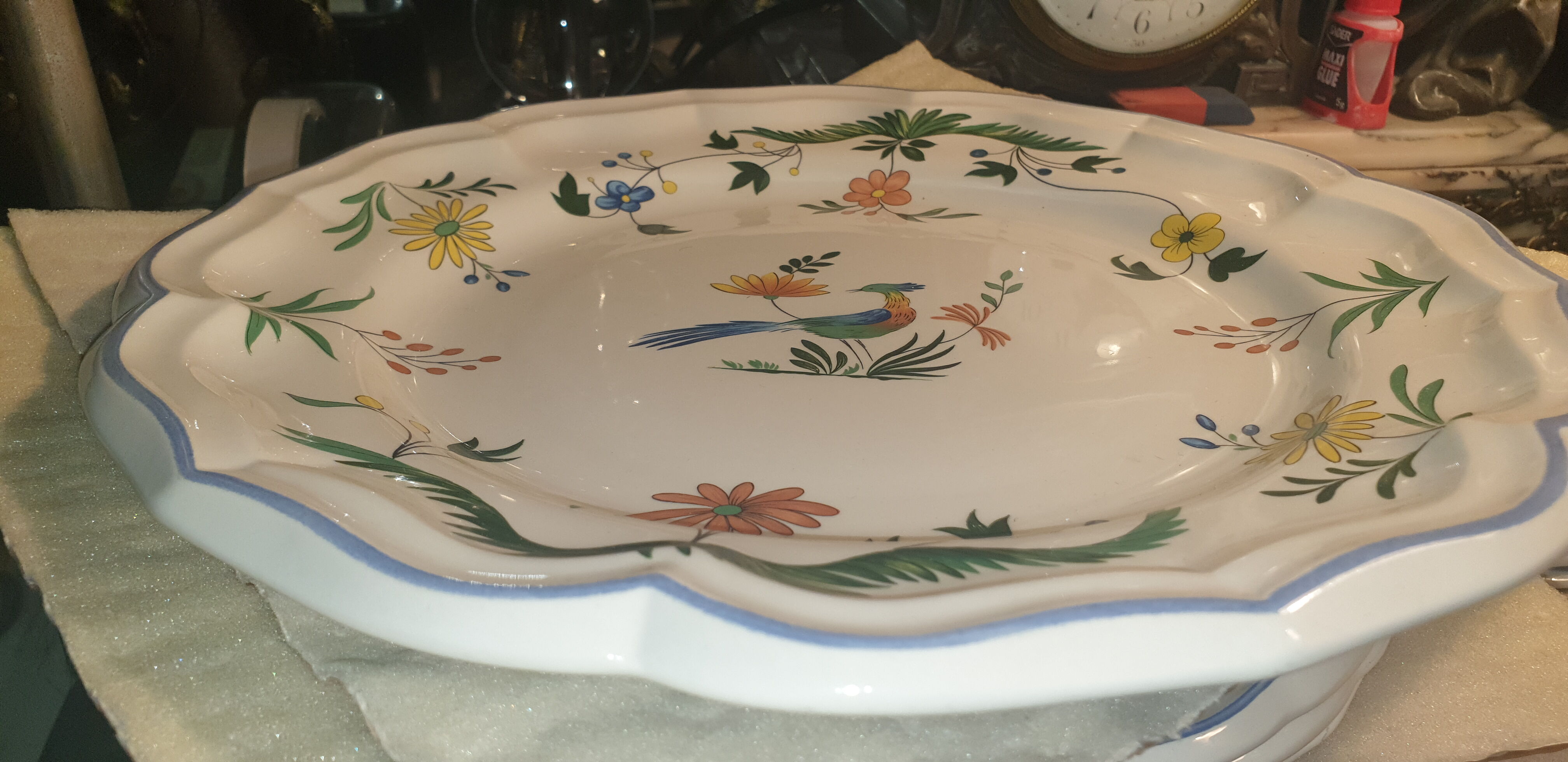 Dish gien decor birds of paradise