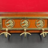 Wood and brass coat rack - 3 hooks. 39cm