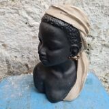 Polychrome plaster/Young Orientalist woman, signed
