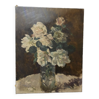 Oil on canvas bouquet of flowers 20th century