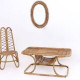 Ensemble de trois chaises de jardin vintage en bambou, Italie