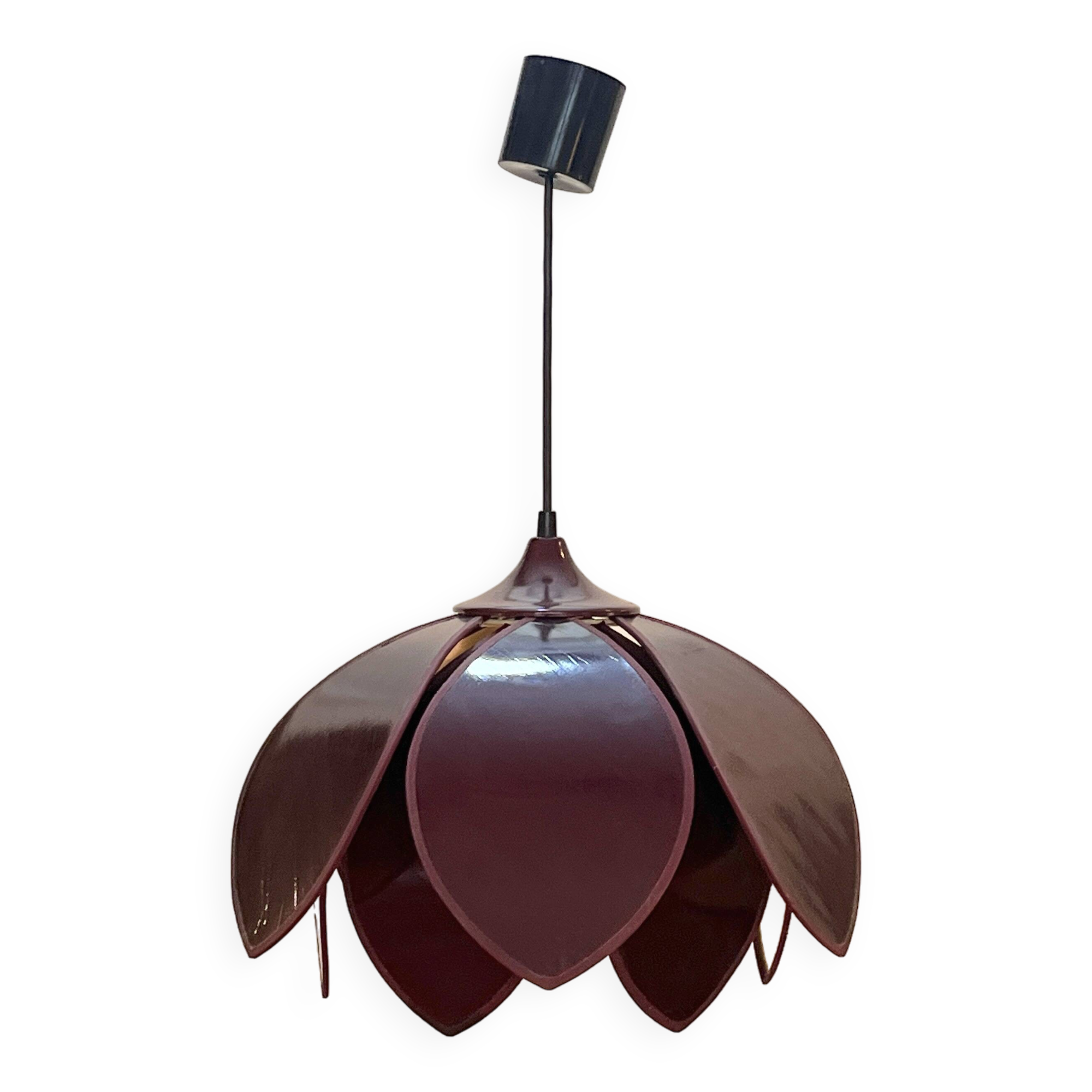 Robert de Schuytener Lotus flower design pendant light, 80s vintage ceiling light