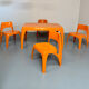 Table and 4 dining chairs designed by Preben Fabricius, Interplast, 1970s.