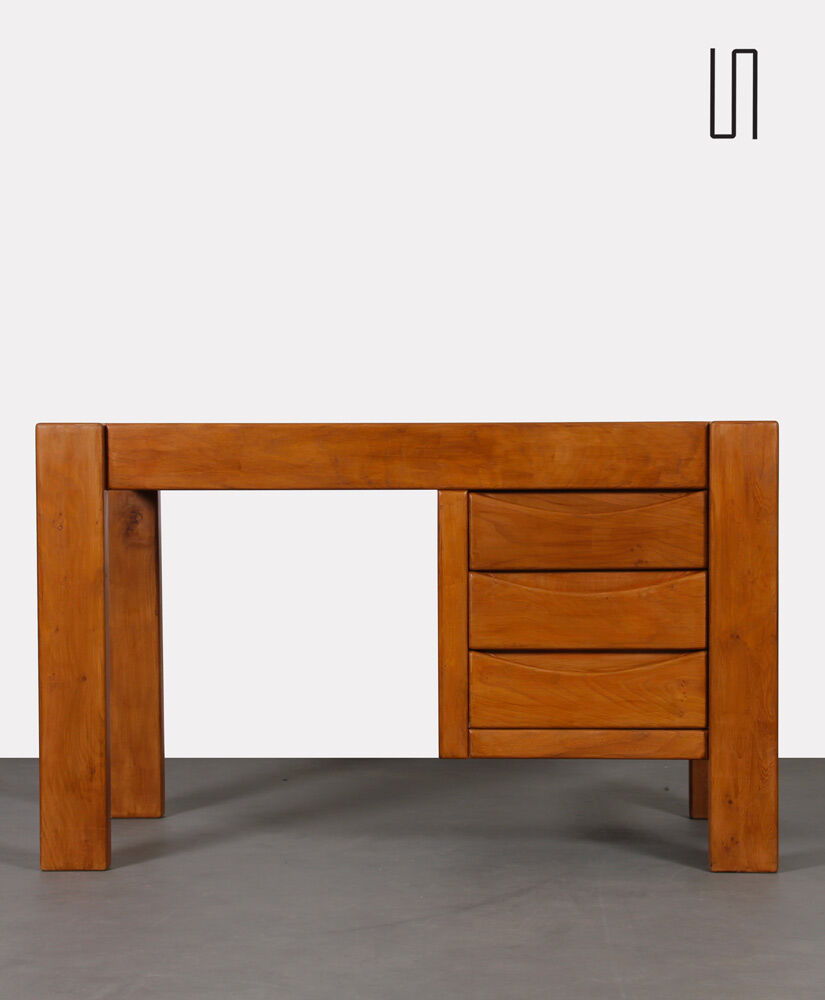 Solid elm desk published by Maison Regain, 1980