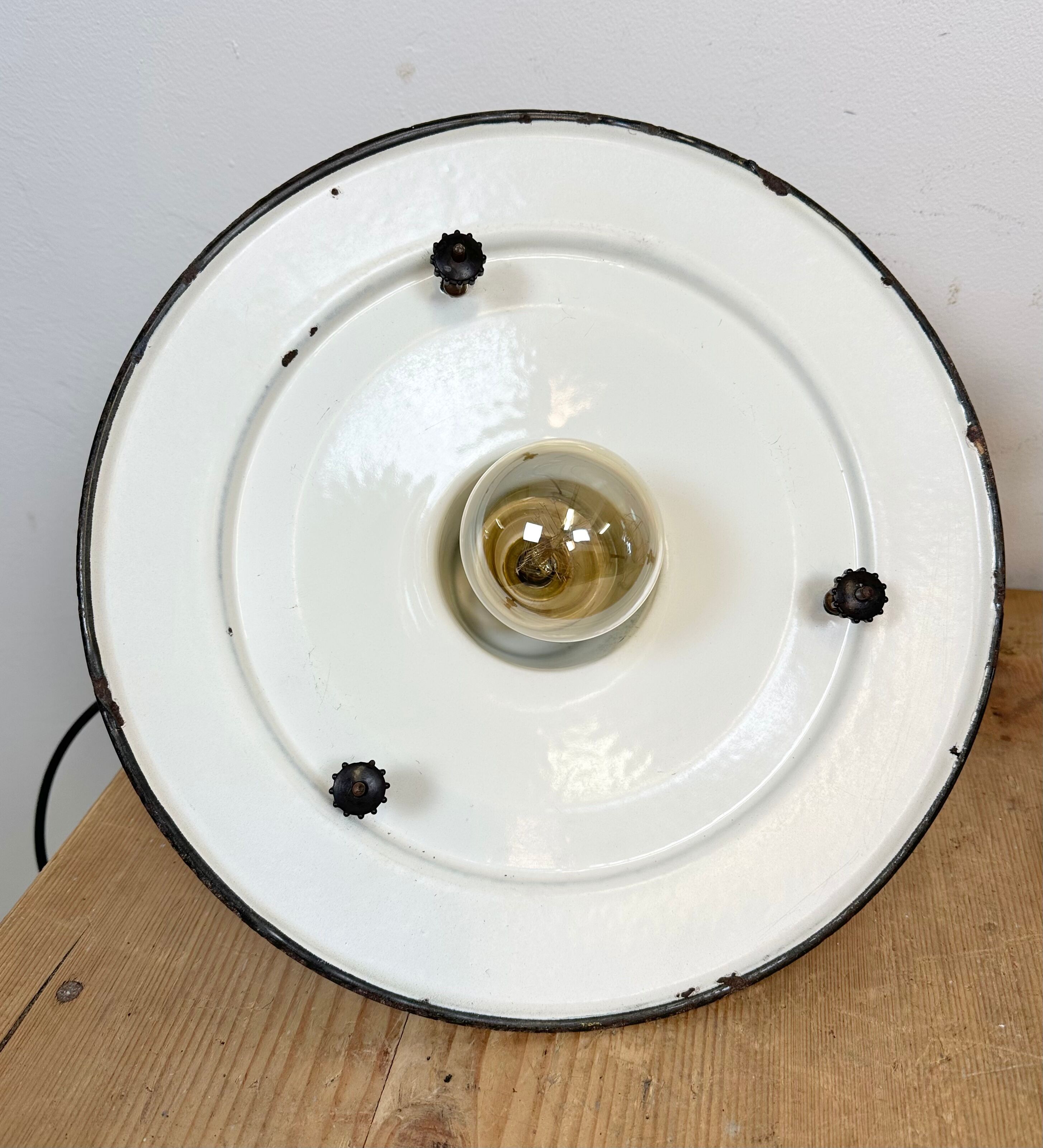 Green Enamel and Cast Iron Industrial Cage Pendant Light, 1960s