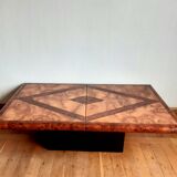 Table basse bar en loupe d'orme 1970