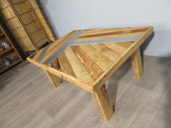 Table basse rustique sapin alu