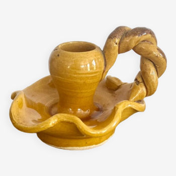 Provencal candle holder in glazed ceramic