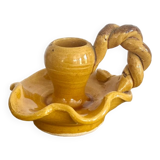 Provencal candle holder in glazed ceramic