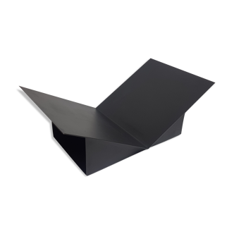 Porte bûche en acier design épuré noir mat, 70 cm