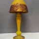 Contemporary mushroom lamp in amber-tinted yellow glass paste, height 58 cm