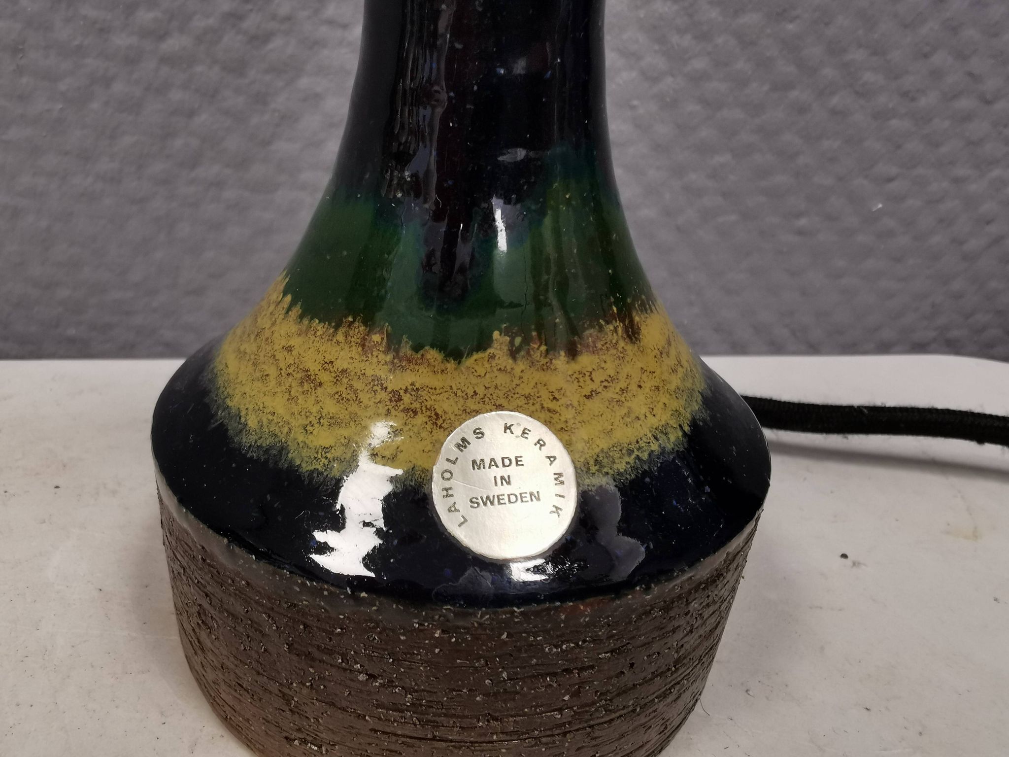 Pied de lampe de table en céramique de la marque suédoise Laholms, années 1980