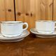Set of 2 Apilco Flat French Porcelain Coffee Cups with Saucers, Model Flora