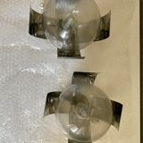Paire appliques globe et chrome 1970