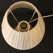 Vintage table lamp foot in wood and brass pleated lampshade 1960
