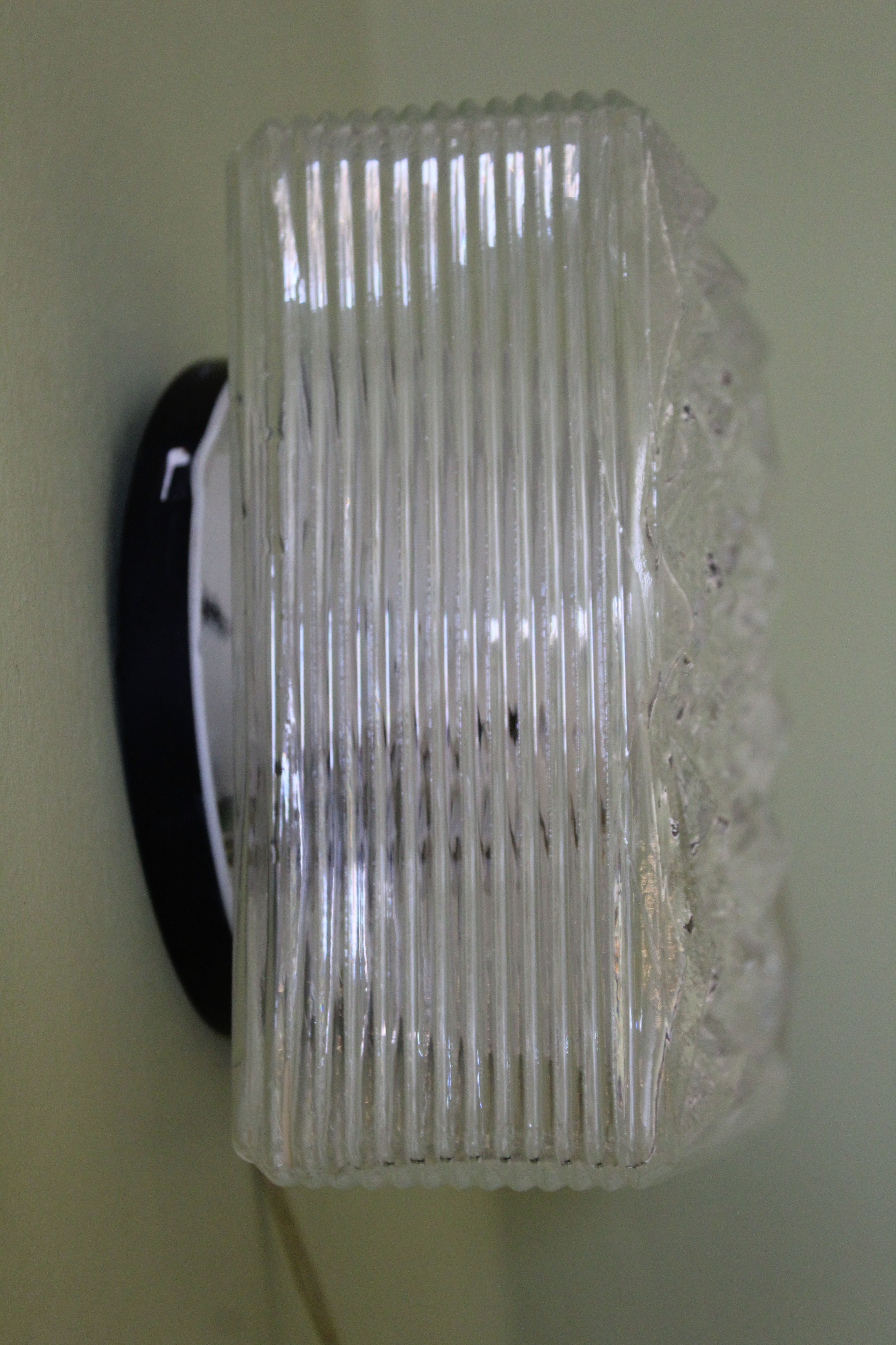 Vintage glass ceiling or wall lamp, Italy, 70s
