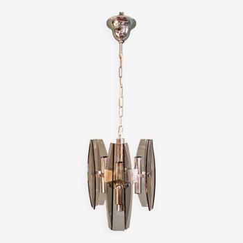 Smoked glass chandelier, by Veca (Italy), 1970s