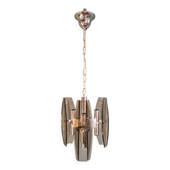 Smoked glass chandelier, by Veca (Italy), 1970s