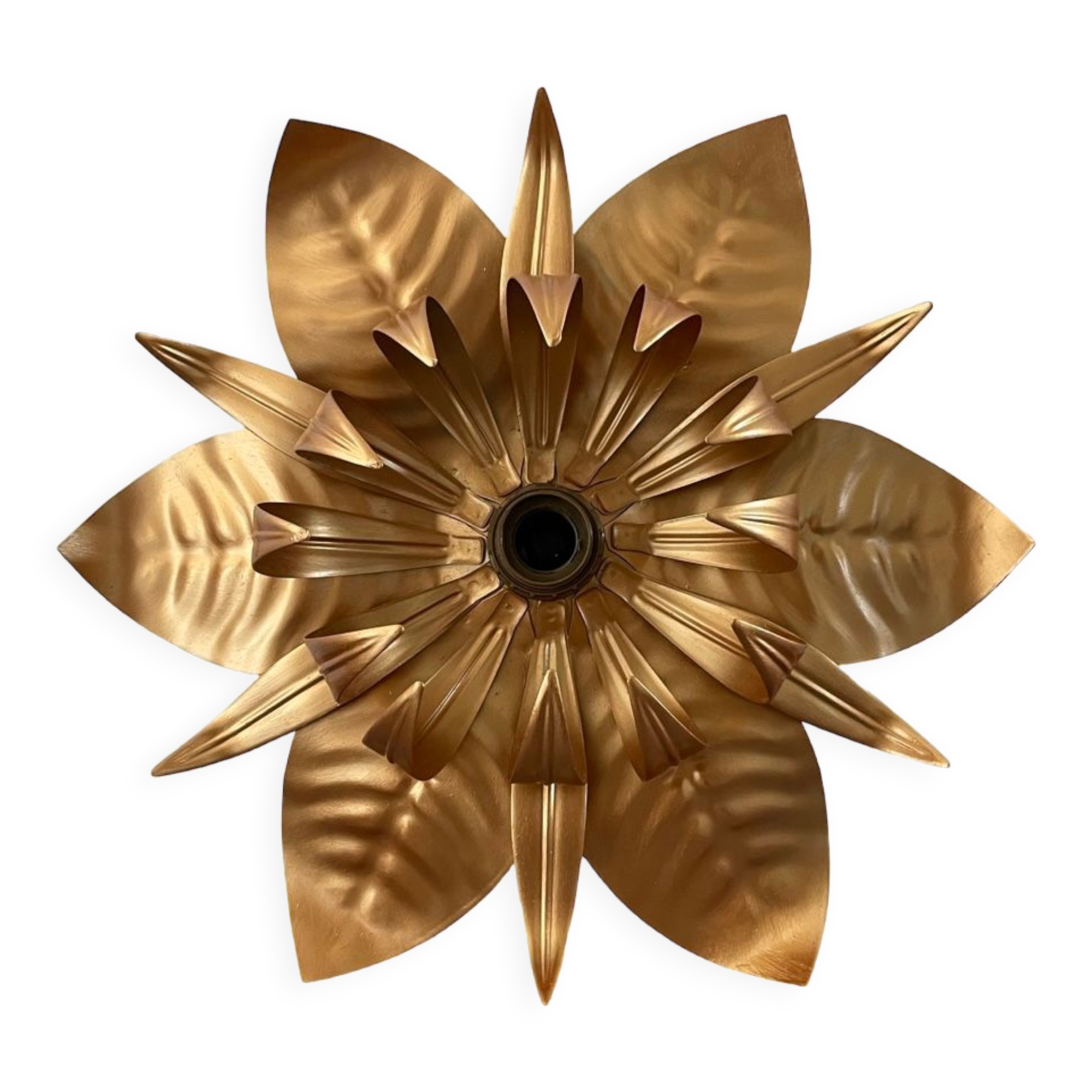 Ceiling lamp flower leaf gilded metal