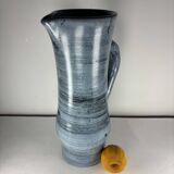 Blue ceramic pitcher Jacques Pouchain Dieulefit France 1960