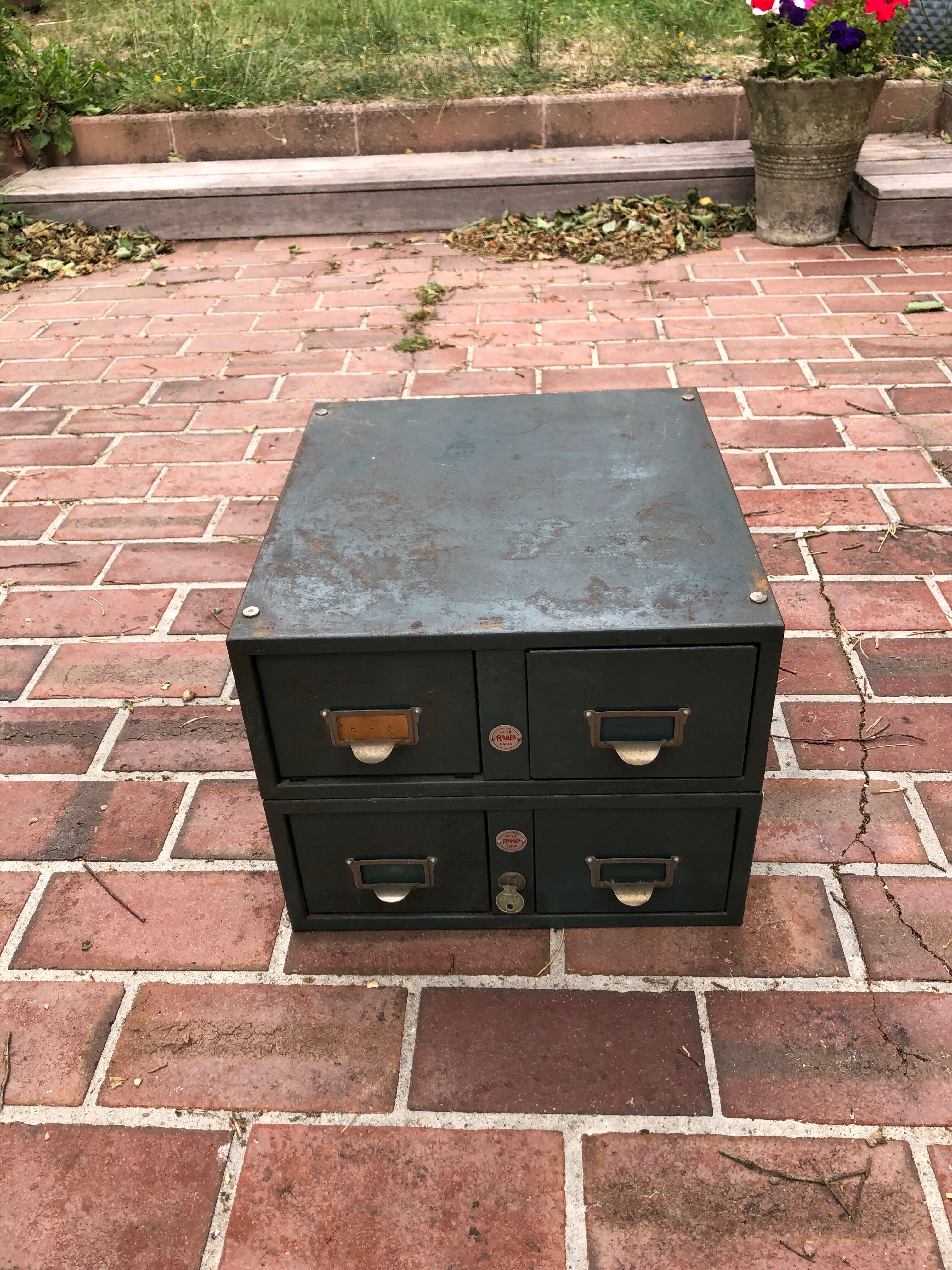 Metal boxes with drawers