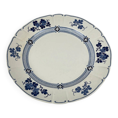 Plat rond Terre de Fer KG Lunéville, modèle ''Jane'', bleu, 1890-1915