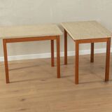 2 tables d'appoint en travertin avec structure en teck, années 1960