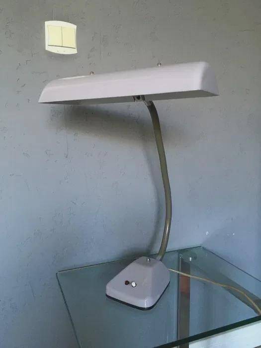 Helo Neuburg desk lamp, light grey lacquered metal, Germany, 1960s