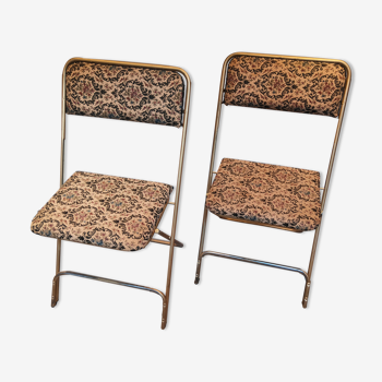 Set of two vintage folding chairs Manufrance tapestry