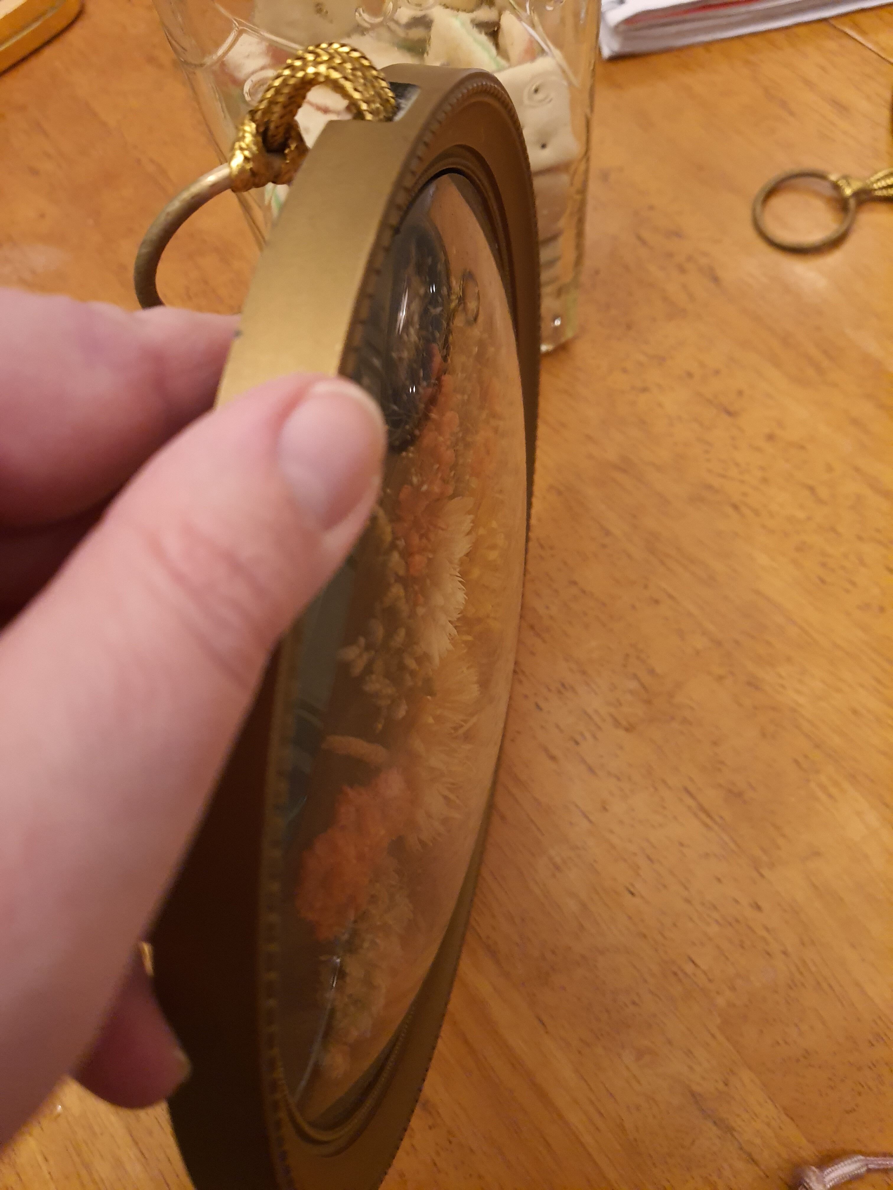 Vintage round frame dried flowers