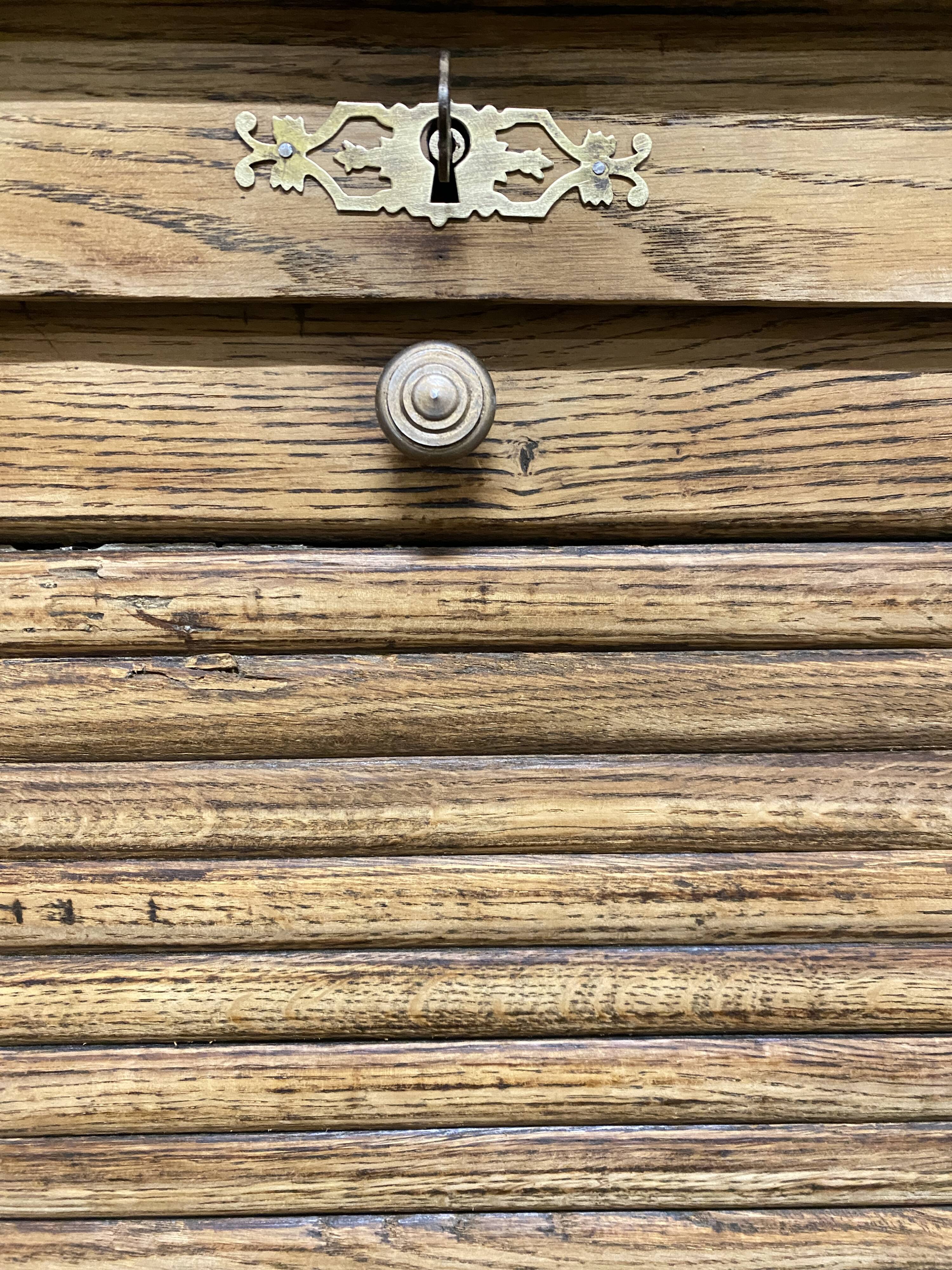 Refurbished oak roll-top filing cabinet