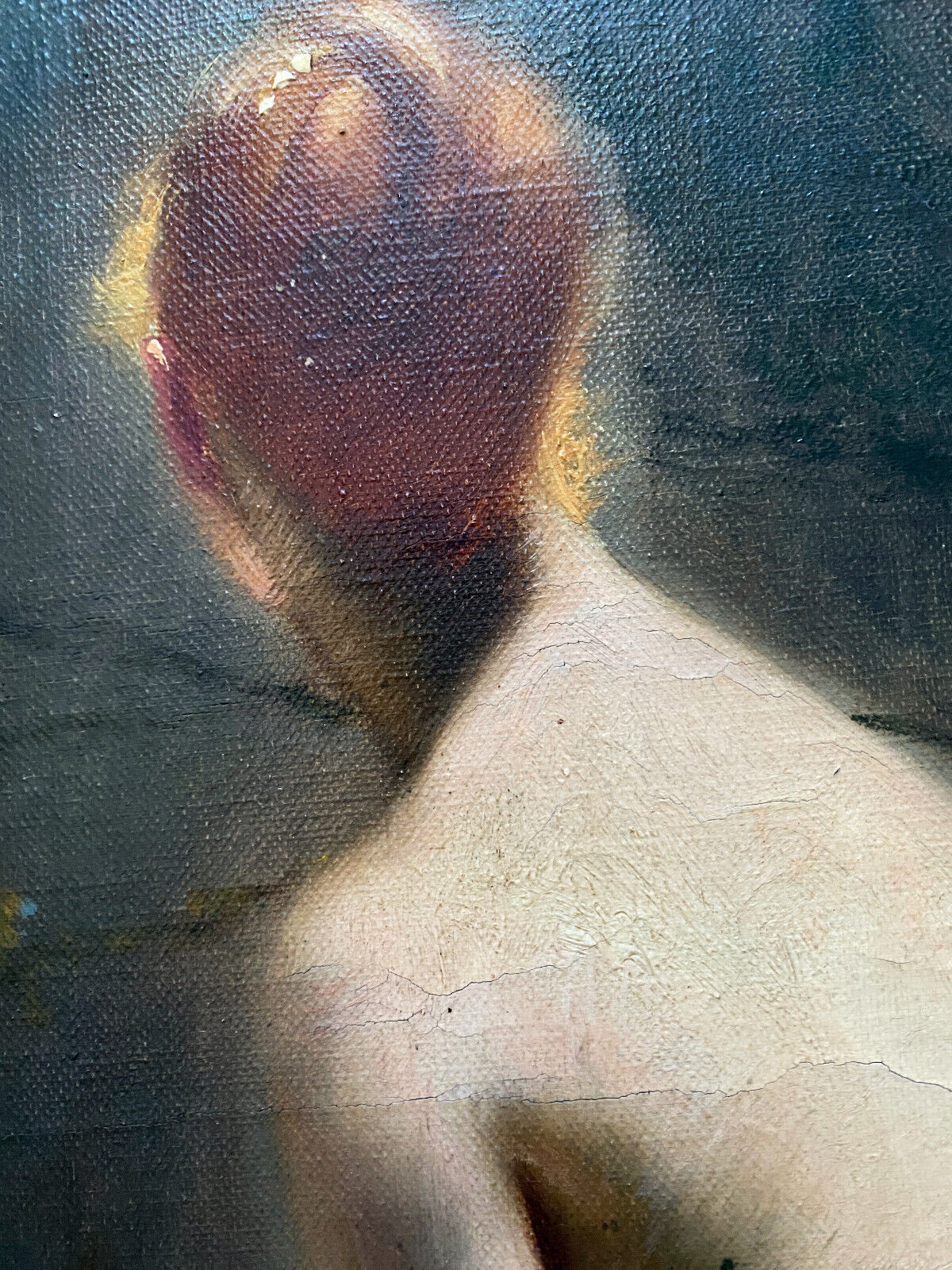 HST painting "Diana at the bath" Nude back signed early twentieth century