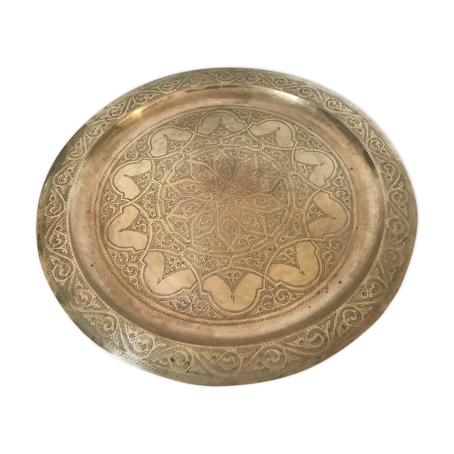 Engraved brass tray