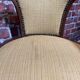 Set of a chair and an armchair in wood and yellow fabric