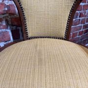 Set of a chair and an armchair in wood and yellow fabric
