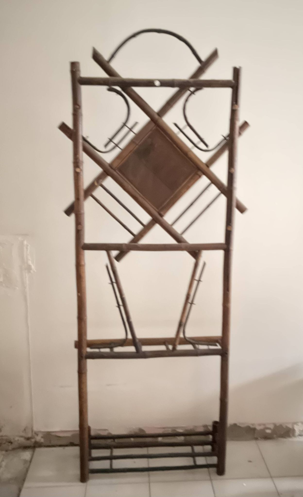Coat rack for hats and umbrellas, bamboo, 19th century.