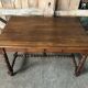 Old desk style henri ii table + drawer wood turned vintage