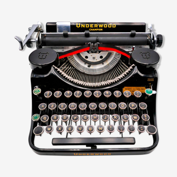 Machine à écrire Underwood Champion Noire USA révisée ruban neuf 1935