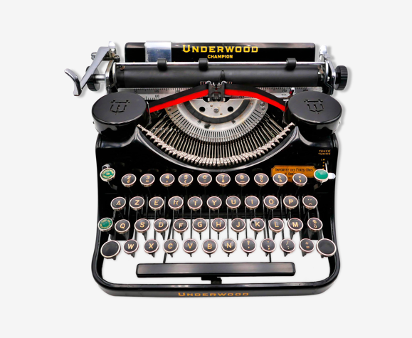 Machine à écrire Underwood Champion Noire USA révisée ruban neuf 1935