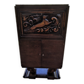 Vintage Art Deco carved bar cabinet