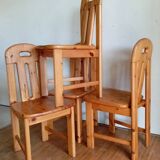 Set of 4 80s pine chairs