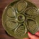 5 assiettes a huîtres en barbotine verte
