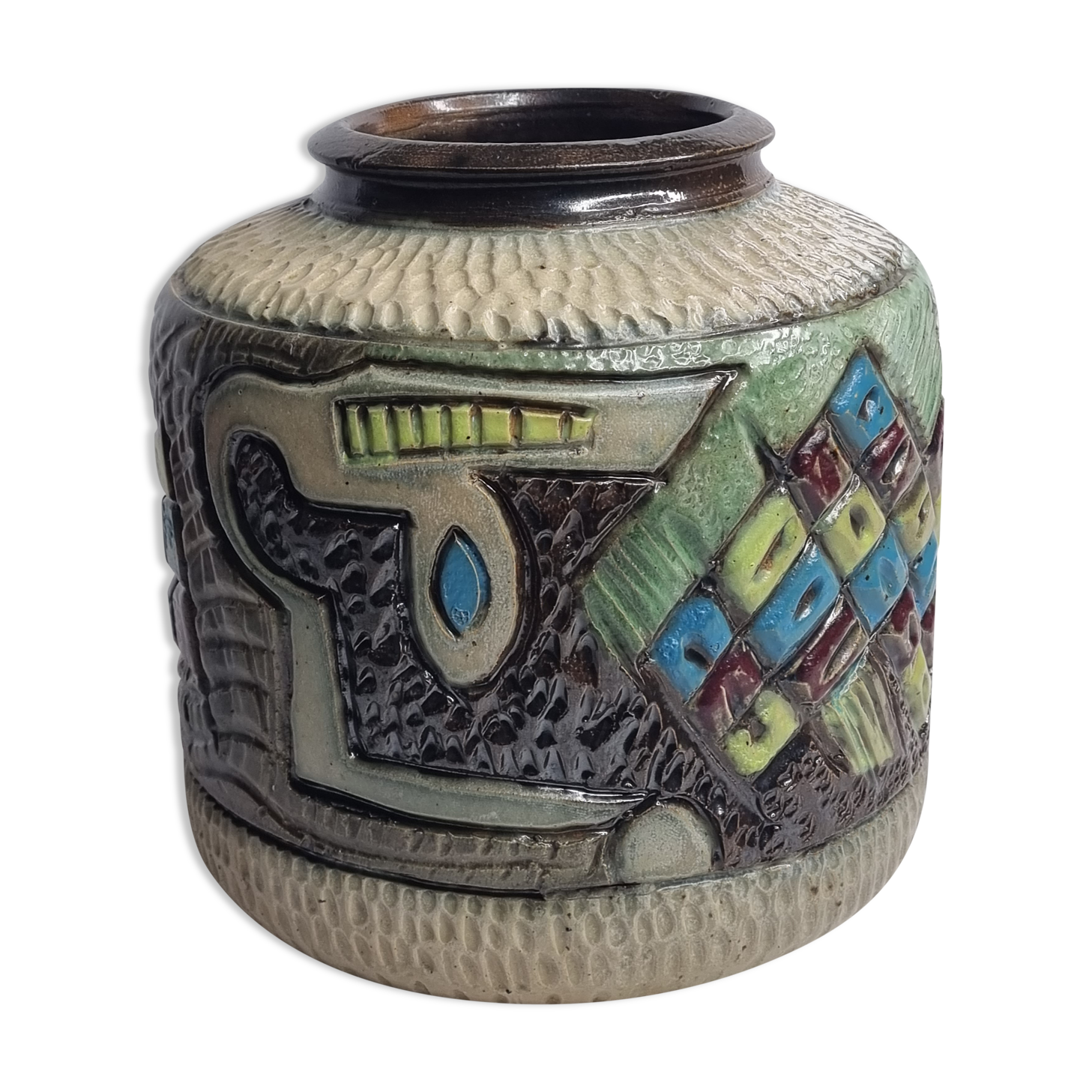 1930 enamel ceramic vase by Losson