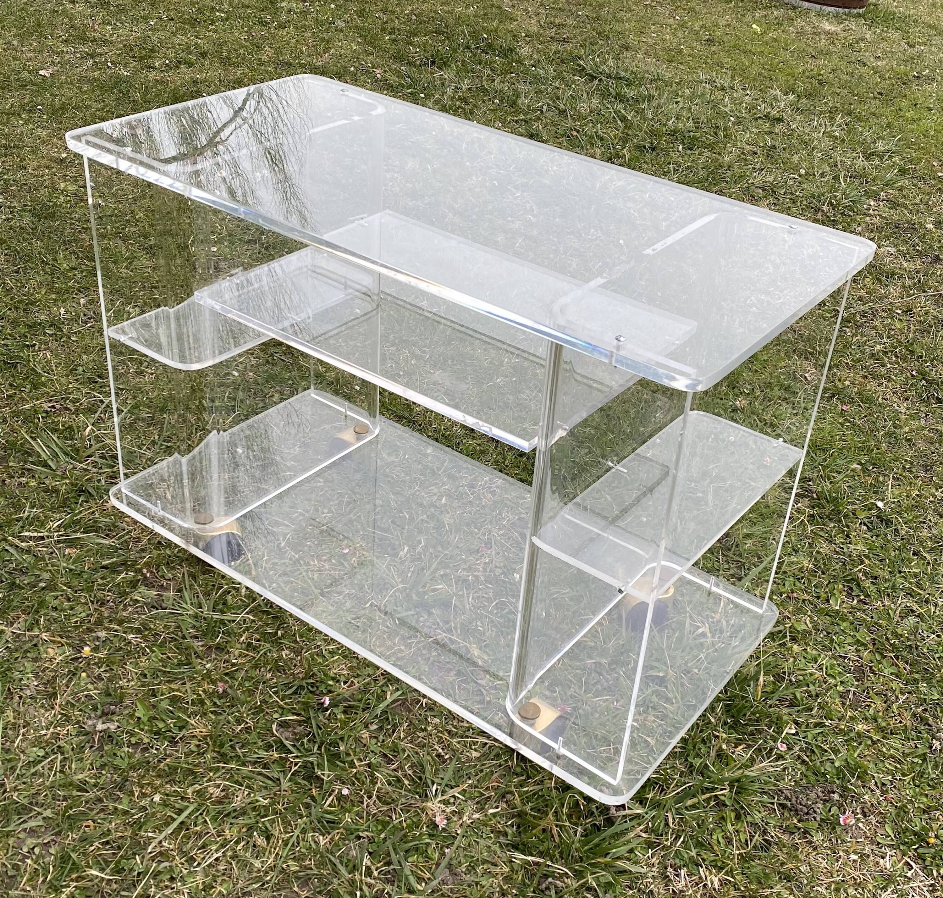 Vintage 1970s Plexiglas rolling serving table